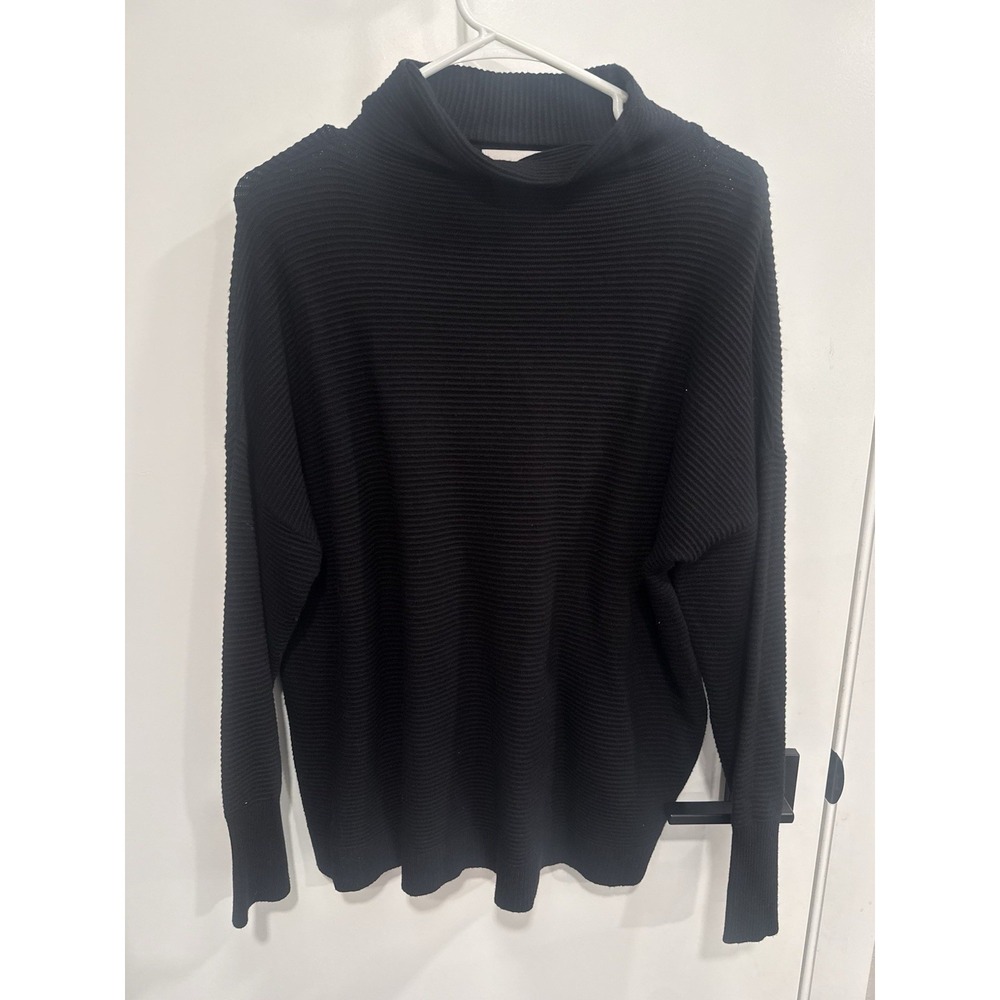 Chelsea & Theodore Women's Black Ribbed Mock New Sweater Size Large